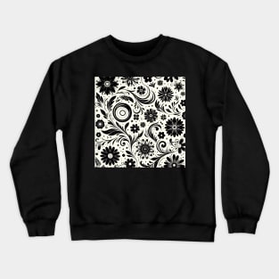 Black and White Floral Crewneck Sweatshirt